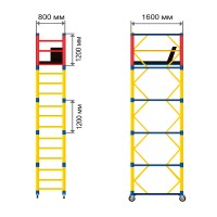 Подмостки мобильные облегченные 1, 6 х 0, 8 м ( вышка тура )