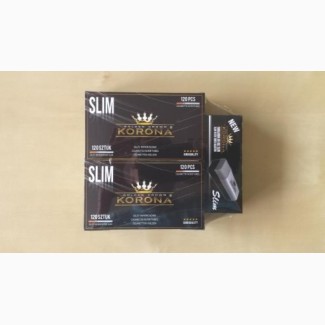 Сигаретные гильзы Slim KORONA, набор: 2 пачки по 120 штук + машинка