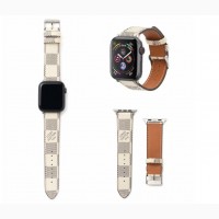 Ремешок Луи Витон Louis Vuitton для Apple Watch 45/44/42 эко-кожа реплика Буквы Brown