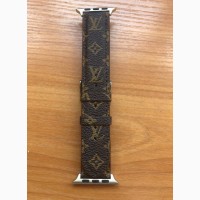 Ремешок Луи Витон Louis Vuitton для Apple Watch 45/44/42 эко-кожа реплика Буквы Brown