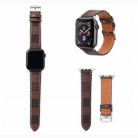 Ремешок Луи Витон Louis Vuitton для Apple Watch 45/44/42 эко-кожа реплика Буквы Brown