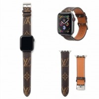 Ремешок Луи Витон Louis Vuitton для Apple Watch 45/44/42 эко-кожа реплика Буквы Brown