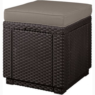 Голландський пуфик из искусственного ротанга Cube With Cushion