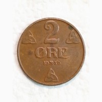 2 эре 1950г. Бронза. Король Хокон VII. Норвегия