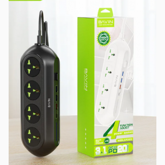 Мережевий фільтр BAVIN 22.5W Порти Type C - 22.5W USB - 22.5W USB - 12W USB - 12W 4 універ