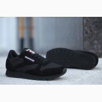 Кроссовки Reebok CL Leather Suede Black Черные мужские