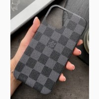 Кожаная накладка чехол для девушки луивитон Louis Vuitton iPhone 11 айфон 11 серый кубик