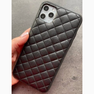 Чехол iPhone Quilted Leather Case iPhone XS Max X/Xs чорний еко-шкіра шалено мяка приємна