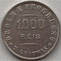 Бразилия 1000 рейс 1910 год СЕРЕБРО! вес 10 гр. СОСТОЯНИЕ