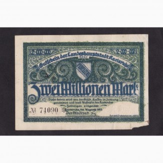 2 000 000 марок 1923г. 74090. Карлсруэ. Германия