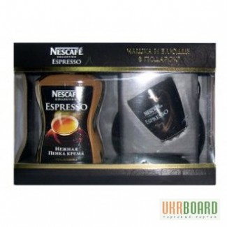 Nescafe Espresso (Эспрессо) подарочный набор - кофе растворимый (95 г.) и чашка с блюдцем