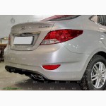 Накладка на задний бампер диффузор Hyundai Accent 2011+