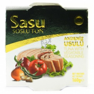 Sasu soslu ton тунець з овочами, гострим пецем та часником 160 г