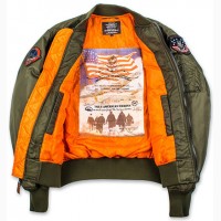 Льотна куртка Top Gun MA-1 Nylon Bomber Jacket with Patches (оливкова)