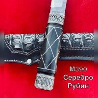 Нож Авторская Ручная Работа Рубин Серебро М390 62HRC 265мм !!!СУПЕР ЦЕНА