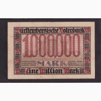 1 000 000 марок 1923г. O 013567. Штутгарт Германия