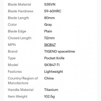 Складаний ніж Tigend SK1847 Space time (S35VN, титан)