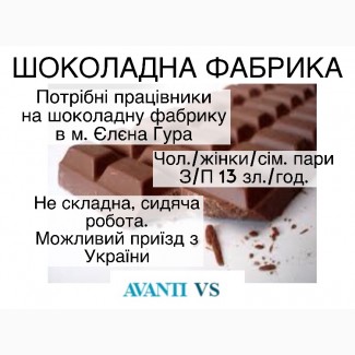 Польща. Шоколадна фабрика. Віза під вакансію