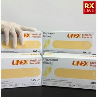 Перчатки латексные опудренные 5гр (100шт/уп) M Unex Medical Products