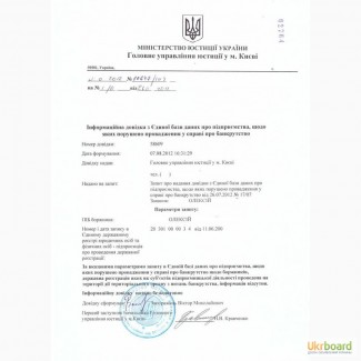 Довідка про банкрутство за 1 день з Мін юсту