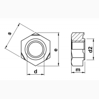 Гайки приварные шестигранные