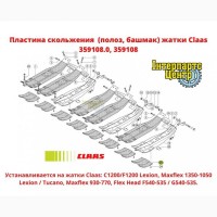 Пластина днища жатки Claas (полоз, башмак) 359108.0, 359108