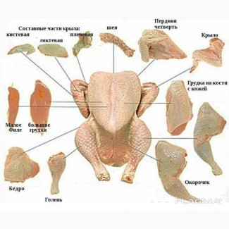 Закупает замороженную куриную разделку мелким и крупным оптом :четверть, филе, крыло, бедр
