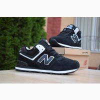 Кроссовки New Balance 574 Low Black черные зимние с мехом