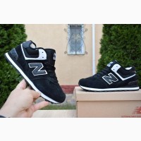 Кроссовки New Balance 574 Low Black черные зимние с мехом