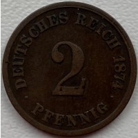 Германия 2 пфеннигa 1874 год д277