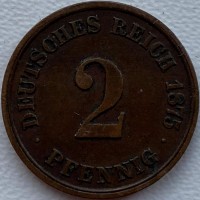 Германия 2 пфеннигa 1875 А год д3 СОХРАН