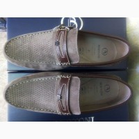 Весенне-летние кофейные мокасины из нубука Bertoni 42, 43, 44р