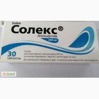 Продам Амісульприд 200мг. (Солекс) Виробник Rivopharm (Швейцария) 30 таб (без одної шт)