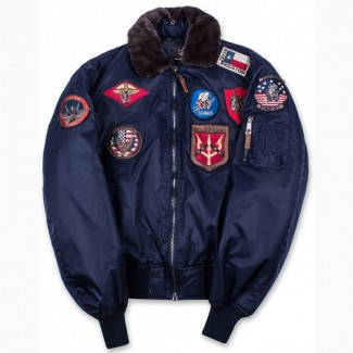 Top Gun Official B-15 Flight Bomber Jacket with Patches (синій)