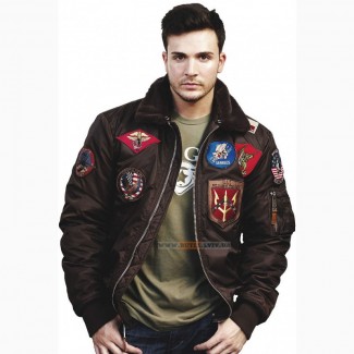 Чоловічий бомбер Top Gun Official B-15 Flight Bomber Jacket with Patches (коричневий)