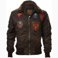 Чоловічий бомбер Top Gun Official B-15 Flight Bomber Jacket with Patches (коричневий)