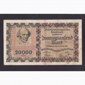 20 000 марок 1923г. 267800. Штутгарт. Германия