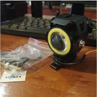 Фара-прожектор для мотоцикла U7 LED 12V 3000Lm Angel Eyes, без кнопки, 1 шт