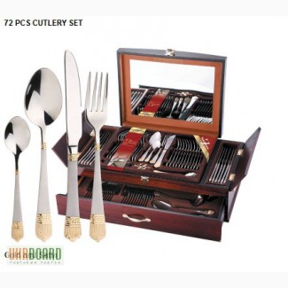 Набор столовых приборов «Золото и атлас» фирмы SwissHome «72pcs Cutlery set»