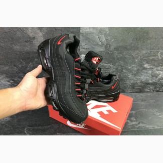 Кроссовки Nike Air Max 95 Black Red Черные зимние с мехом