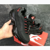 Кроссовки Nike Air Max 95 Black Red Черные зимние с мехом