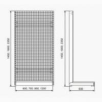 Стеллаж сетчатый пристенный для магазина