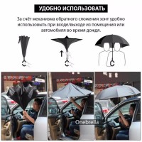 Зонт наоборот, антизонт обратный, женский UpBrella, смарт однотонные