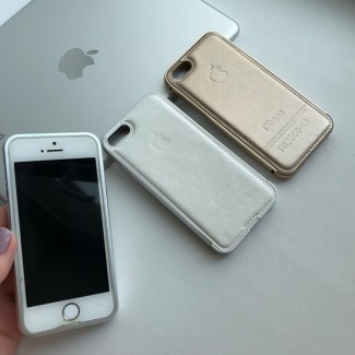 Алюминиевый бампер с кожаной крышкой на iPhone 5/5S