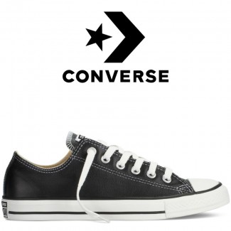 Кеды Converse All Star Чёрные Кожаные Конверсы 132174C