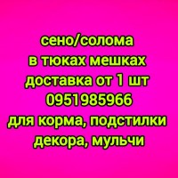 Отборное сено солома в тюках мешках для корма, утепления. Доставка