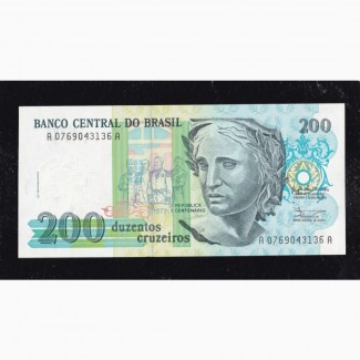 200 крузейро 1990г. A0769043136A. Бразилия. Отличная в коллекцию