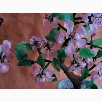 Сувенир Цветущая сакура, дерево, бонсай, цветное стекло