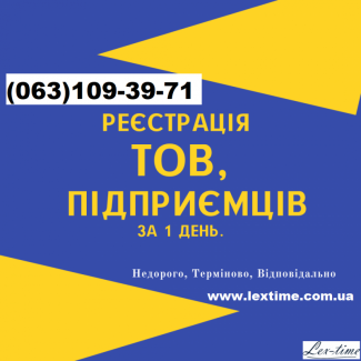 Реєстрація ТОВ, ФОП за 24 години. Готові компанії під ваші вимоги. Вся Україна