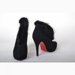 Продам б/у ботильоны замшевые CHRISTIAN LOUBOUTIN с норкой